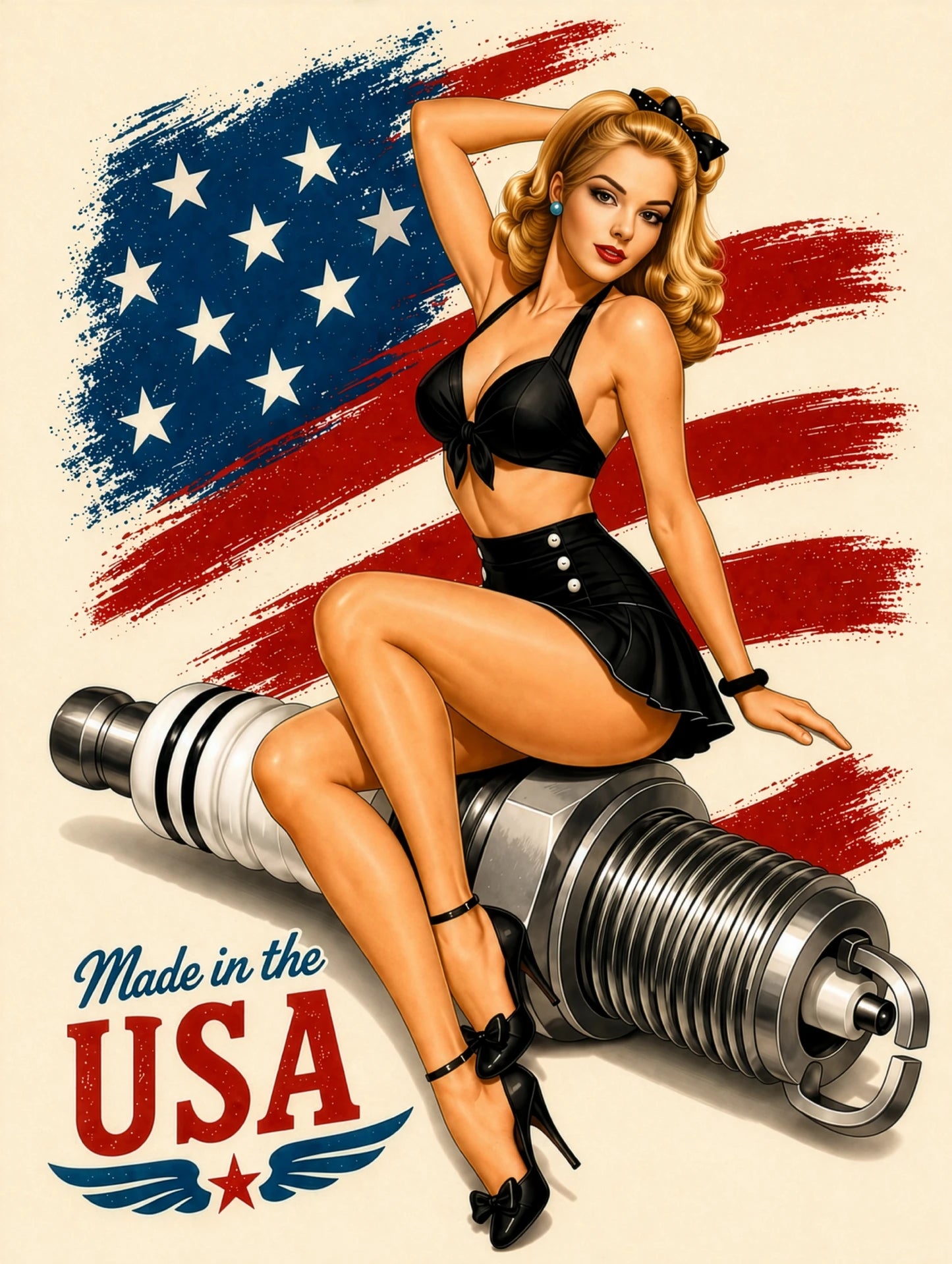 custom patriotic pinup portrait vintage usa digital artwork personalized from photo