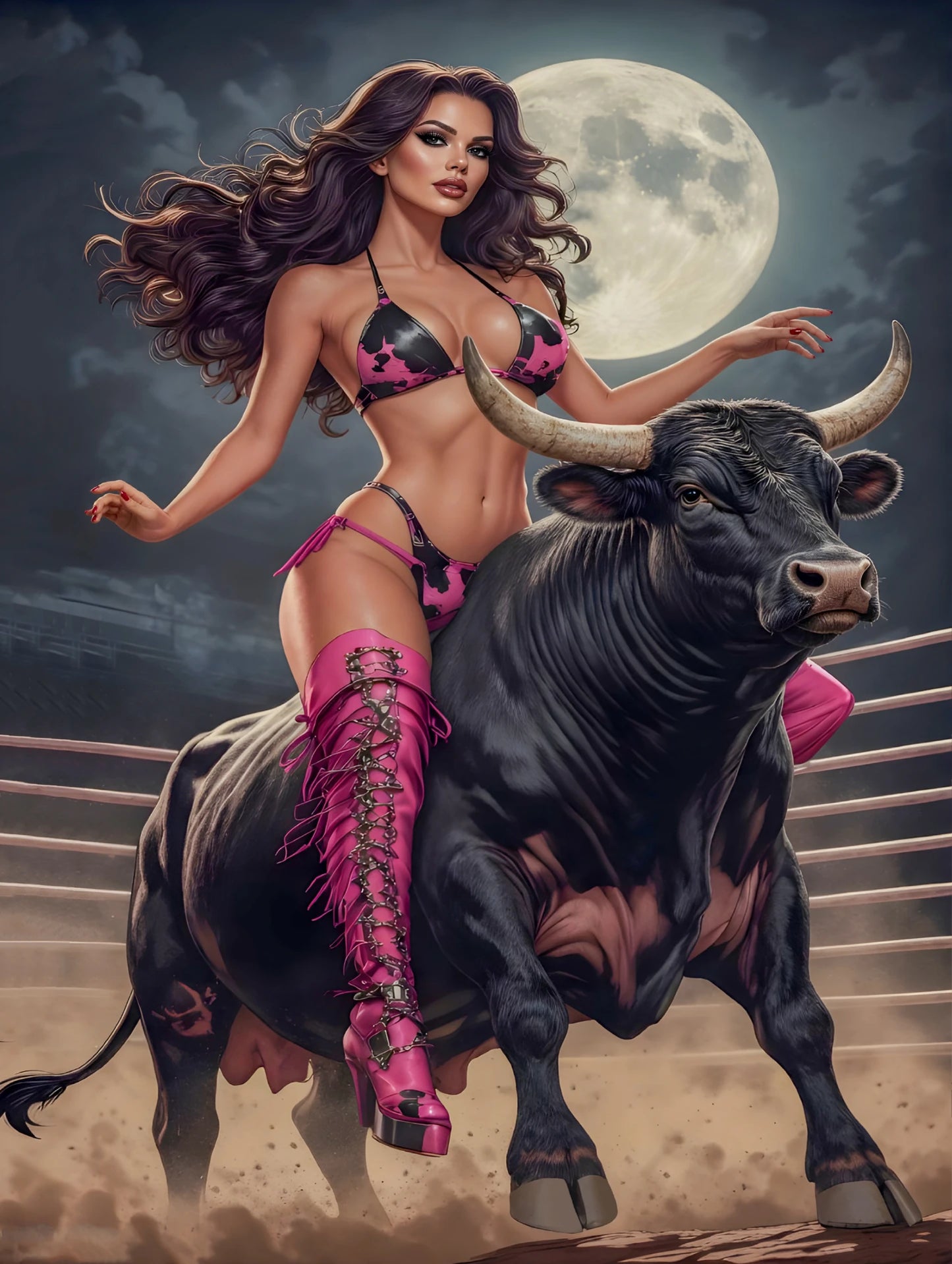 radiant pinup portrait vintage digital artwork
