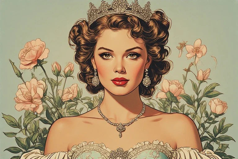 Custom Pinup Queen Portrait: Your Royal Vintage Art
