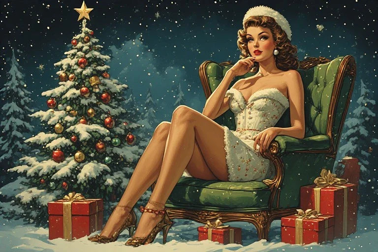 Retro Pinup Christmas: Festive Hand-Painted Magic