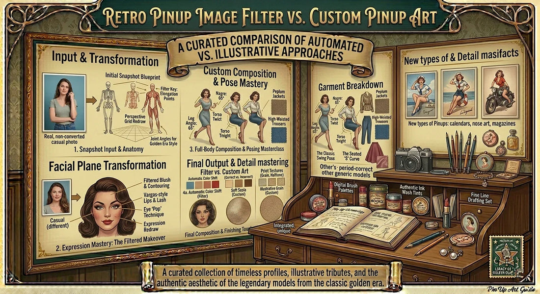 Retro Pinup Image Filter vs. Custom Pinup Art