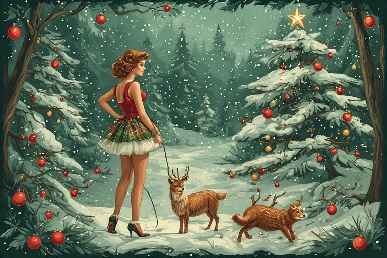 Vintage Pin Up Christmas: Hand-Painted Holiday Magic