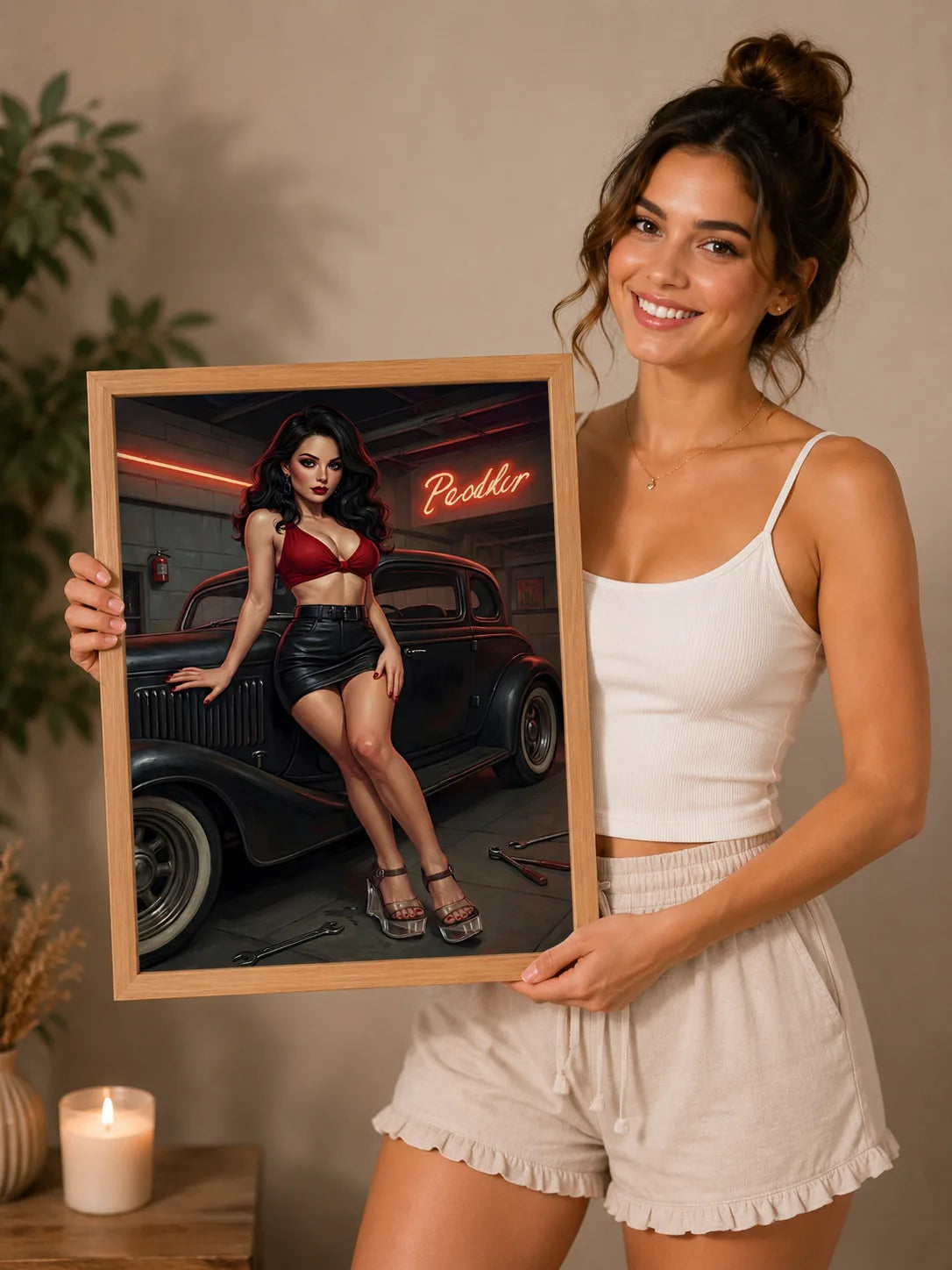 Unleash Classic Beauty with Automotive Pinup Art