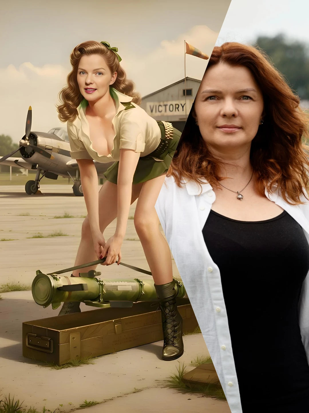 Army Pinup Portrait Before After