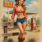 Cowgirl themed pinup portrait illustration – Pinup Art Studio