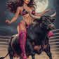 radiant pinup portrait vintage digital artwork