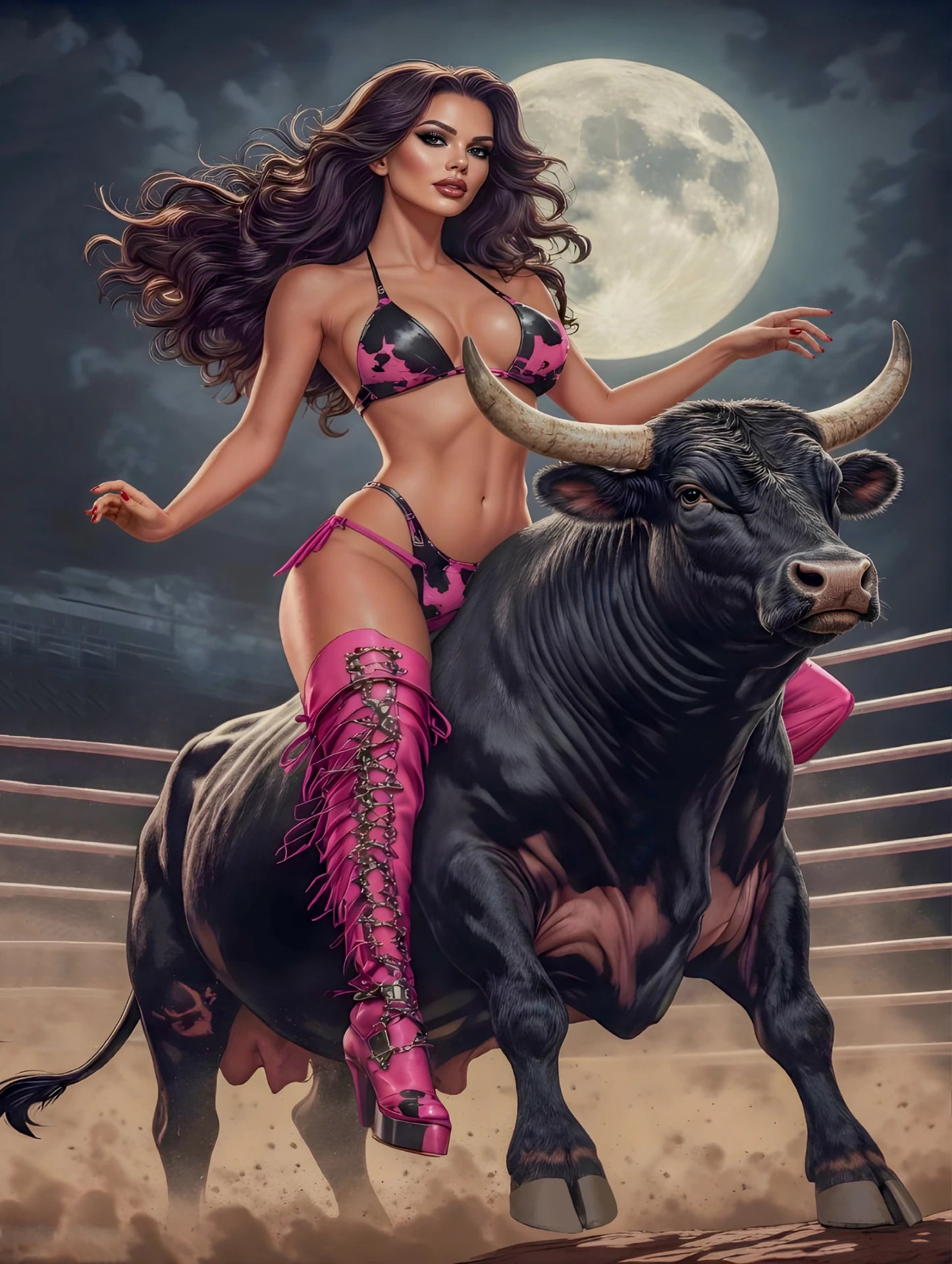 radiant pinup portrait vintage digital artwork