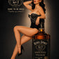 Rebel Spirit vintage bourbon pinup artwork featuring a glamorous retro woman beside a bourbon bottle