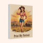 Canvas print with a woman in a cowboy hat and plaid shirt standing in a field with 'Print My Portrait' text.